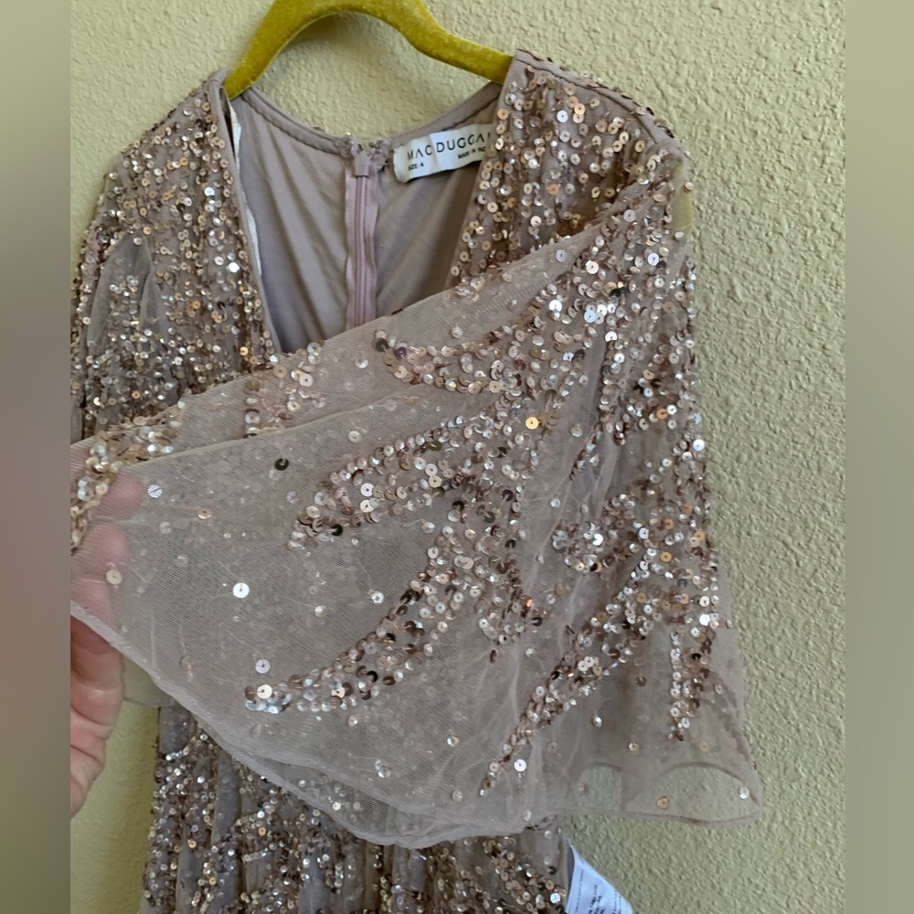 Mac Duggal SEQUINED BUTTERFLY SLEEVE HIGH LOW GOWN 93681 NWT (4)๐ด - Picture 11 of 13